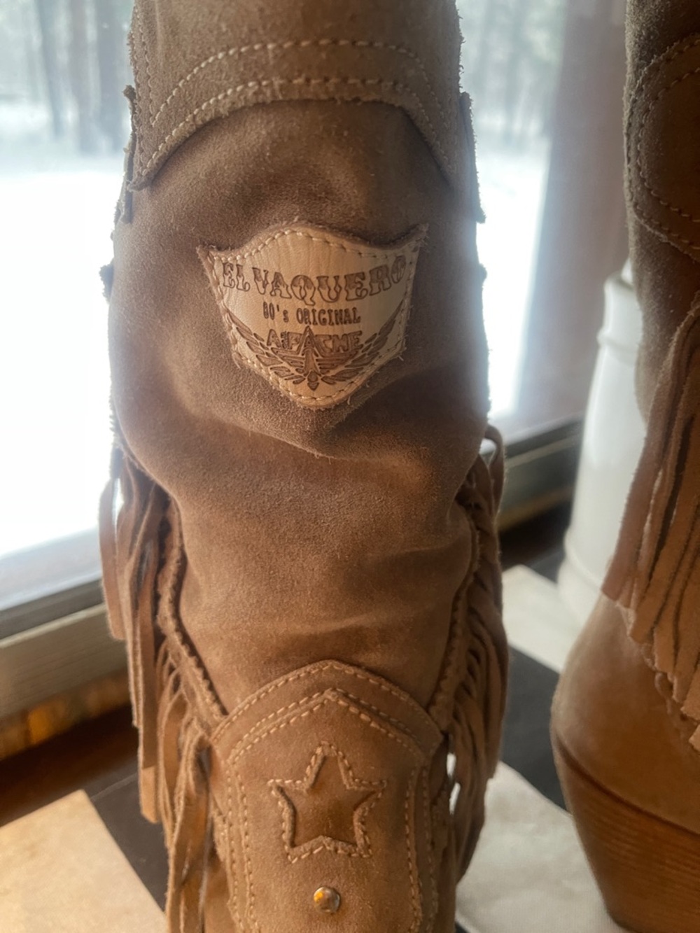 El Vaquero western fringe light tan boots - Picture 6 of 9